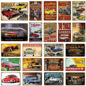 Retro American Car Tin Poster Metal Signs Pub Bar Room Garage Decoration Vintage Man Cave Home Decor Hot Rods Races Affisch Wall Sticker Decoration Storlek 30x20cm W02