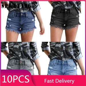 Shorts femininos 10pcs itens por atacado para jeans de negócios casuais jeans sexy calças curtas y2k boate clube wear hole s9448