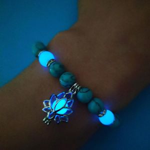 Charm Bracelets Luminous Glow In The Dark Bracelet Lotus Beads For Men Women Natural Stone Yoga Healing Prayer Buddhism