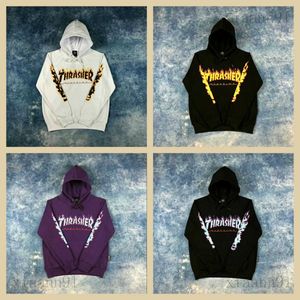 Tasarımcı Moda Lüks Klasik Thrashes sweatshirt Kadın ve Erkek Alev Baskı Kapüşonlular Yüksek Kalite üst %100 Pamuklu Kazak Hip Hop Gevşek Hoodie