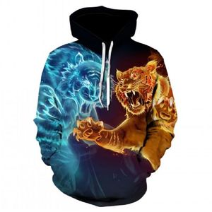 Мужские толстовка толстовок Tiger Street Jacket Animal Print Print Hoodie 3D Brand Whothirt Advanced Pellover Fashion Sportswearmen