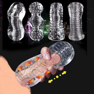 Masturbators Clear Silicone Realistic Vagina Male Masturbator Pocket Pussy Stroker Cup SexToy Men Work Out Endurance Exercise Sexual Products L230228