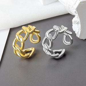 Wedding Rings Gold Silver Color Chunky Chain Link Twisted Geometric For Women Vintage Open Adjustable 2023 Trendy