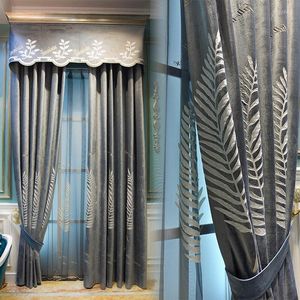 Curtain Curtains For Bedroom Living Dining Room French Simple European Flannel Embroidered Luxury Leaf Velvet Valance Windows Door