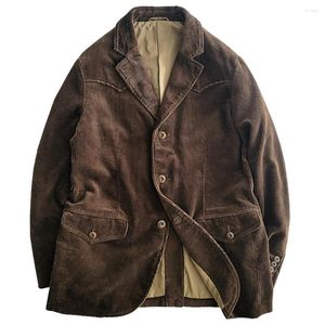 Herrjackor corduroy amerikansk vintage blazerjacka rockar casual affärsmän kostym kappa vinter höst plus storlek 4xl pappa överrock 2023