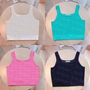 Lettera Gilet in maglia jacquard Donna Sport Crop Top Palestra Fitness Canotte Gilet in maglia traspirante