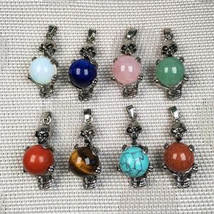 Charms Natural Stone Crystal agates Pendant Skull Shape Tiger Eye Rose Quartzs for Jewelry Making Diy Necklace Gift Women