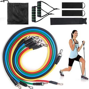 Resistance Bands 11pcs/ Set Yoga Pull Rope Fitness Puller Muscle Training Belt Elastic Equipment Accessories For Home Gym