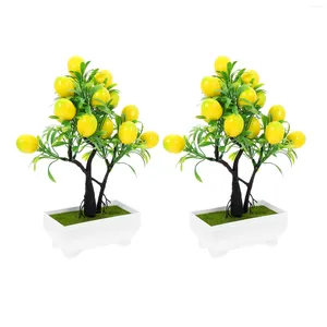 Decorative Flowers Tree Artificial Fake Potted Fruit Bonsai Mini Faux Greenery Fruits Green Desktop Flower Party Decoration Ornament