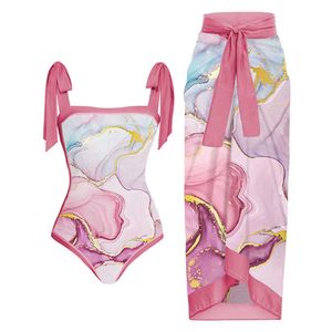 Costumi da bagno da donna Nuovi bikini da donna 2023 Stampa rosa Costume da bagno intero carino Stile semplice Costumi da bagno sexy Costumi da bagno allacciati Abbigliamento da spiaggia estivo T230303