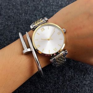 Masowa marka zegarek w stylu dla dziewcząt metalowy zespół kwarcowy zegarek AR01259W