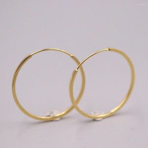 Orecchini a cerchio in vero oro giallo 18 carati per le donne, gioielli con cerchio con superficie polacca, diametro 23 mm, regalo