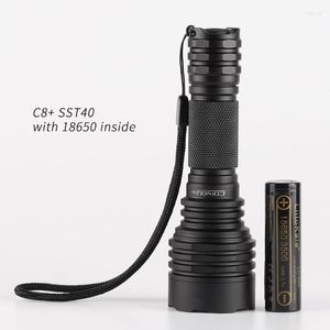 Flashlights Torches Convoy C8 With Luminus SST40 SFT40 DTP Board And Ar-coated Inside 1pcs 18650 Lithium Battery