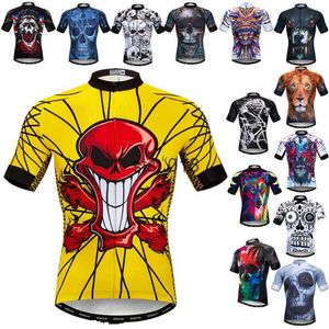 Camicie da ciclismo Top Weimostar Maglia da ciclismo gialla Uomo Skull Abbigliamento da ciclismo Estate MTB Bike Jersey Top Camicia da bicicletta traspirante Maillot Ciclismo T230303