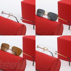 Kreative Herrenbrille Designer randlose Sonnenbrille Mode Straße Vintage-Stil tragbare Strandlünetten Rechtecklinse Designer-Sonnenbrille für Frauen PJ039 B23