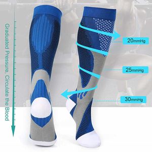 Herrstrumpor Sportkomprimering Socks Män kvinnor Anti Trötthetsmärta Relief Knee High Stockings Outdoor Medical Nursing Knee High Socks Z0227