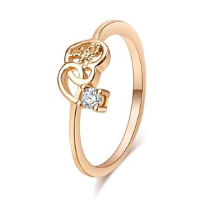 Bandringe E-Glanz Herzform Zweifarbiger Fingerring für Frauen Zirkon Metall Material Hochzeit Schöner Stil Freund Modeschmuck