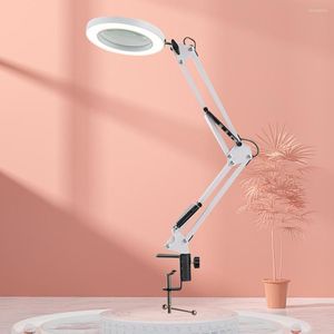 Table Lamps USB Reading Lamp Magnifying Glass Nail Art Lighting 3-color 10-speed Desktop Work Light For Electronics Repair