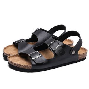 Tofflor Fashion Shoe Double Buckle Cork Sandals 2023 Men Summer Beach Casual Outside Non-Slip Sandalias Man Flats EU 35-45