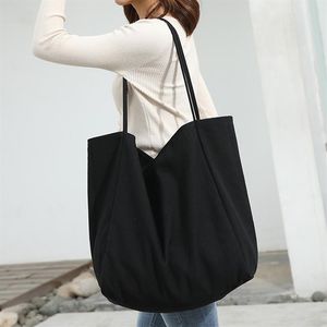 Mulheres grandes bolsas de compra de lona reutilizável soild extra grande bolsa de mercearia eco ambiental shop saco de ombro para jovem 2273v