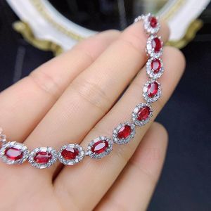 Anéis de cluster 2023 925 Silver Natural Ruby Bracelet 5 7mm de super boa qualidade