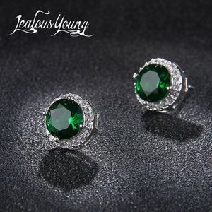 Classic Green Cubic Zirconia Stud Earrings Round Crystal Girl Ear Studs For Women Multicolor Fashion Jewelry brincos AE176