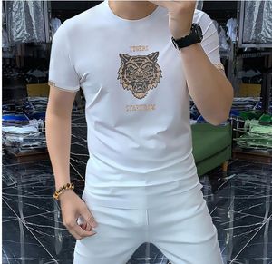 2023 Men's T-Shirts Summer New Net Red T-shirt Men's Fashion Personality European Slim Fit Short Sleeve Thin Top Men's Tees & Polos
