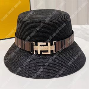 Grass Braid Woman Straw Bucket Hat For Man Luxury Summer Flat Fitted Beach Hats Sun Protection Gold Buckle Buckets Caps