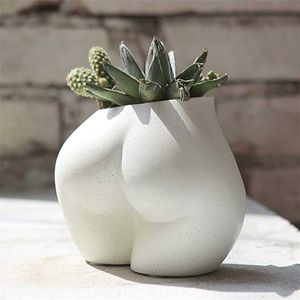 Planters Pots Nordic Style Female Body Plant Flower Pot Resin Flower Vase Chest Butt Shaped Vase Planter For Home Office Decorat Ornaments J230302