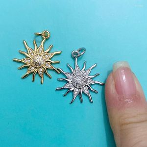 Charms Sun Pendant CZ Crystal Gold Color Silver Flower Pendants For Women Diy Jewelry Making Findings Supplies Wholesale