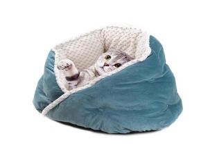 Kedi Yatak Mobilya Derin uyku kulübesi buz kadife kumaş yavru kedi köpek çantaları yumuşak termal yalıtım astarı evcil hayvan nest2678794
