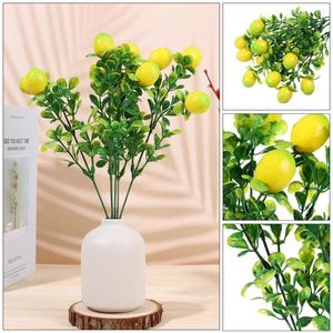 Dekorativa blommor Artificial Branch Green Leaves Fruit Tree Bonsai Greenery Decoration Home Table Centerpiece Holiday Farmhouse