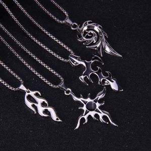 Anhänger Halsketten Männer Halskette Flamme Kreuz Punk Halskette Hip Hop Schmuck Männliche Accessoires Geschenk Freund