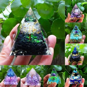 Dekorativa figurer 5cm Orgone Crystal Pyramid Healing Amethyst Peridot Energy Generator Balancing Chakra Reiki Stone Emf Protection