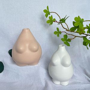 Vase Nordic Ins Human Body Ceramic Vase Vase Ornaments家庭装飾ドライフラワークラフト彫刻シミュレーションふっくら