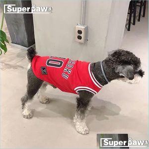 犬アパレルファッションサマースポーツベストペットスウェットシャツフットボールバスケットボールジャージー服小さな中犬用服ドロップSBC02 T200902 DHULZ