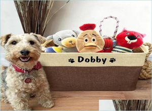 Odzież dla psów dostosowana do przechowywania zabawek dla psów Nazwa psa drukowana płótno kota pojemnik składana torba do s koty dostawa 2021 Strona główna 6339932