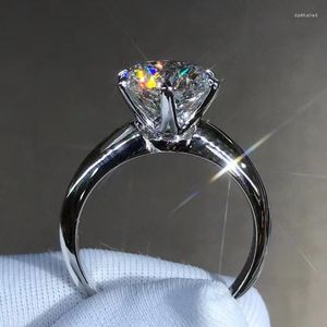 Klusterringar passerade diamanttest fidelity 5ct moissanite ring 11mm d färg s925 sterling silver kvinnor bröllop engagemang höga smycken