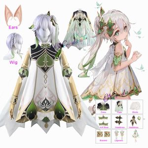 Costumes de anime Genshin Impact Nahida Cosplay Come Crianças Mulheres Lorde Lorde Kusanali Full Set Dress Shoes Sapatos Estilizados Ears Rap Play Fort Z0301