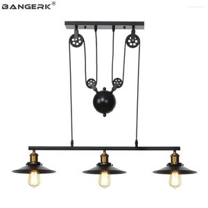 Pendant Lamps Retro Black Iron Industrial Vintage Loft Decor Edison LED Lift Hanging Lights Dining Room Bar Indoor Lighting