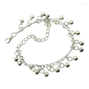 Anklets 2xBelly Dance Anklet With Jingling Bells Beach Foot Wear Adjustable Silver