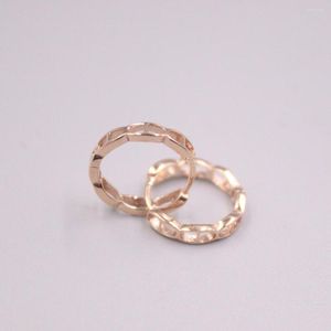 Hoop Earrings Real 18K Rose Gold Anchor Shape Band 15mm Out Diameter Stamp Au750 For Woman