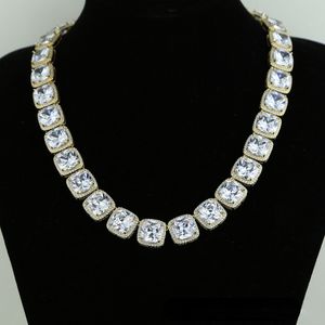 Trendy 14k Gold Lab Diamond Necklace Party Wedding Chocker Halsband för kvinnor Män hiphop smyckespresent