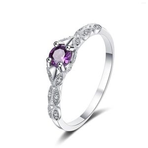 Anéis de casamento 925 Sterling Silver Amethyst Ruby Gemstone para / noivado