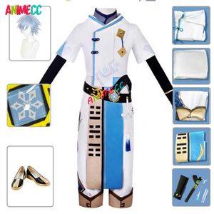 アニメコスチュームアニメゲームGenshin Impact Chongyun Uniform Outfit Cosplay Come Chun Yun Halloween Party Dress Fancy Dress for Men Women Z0301