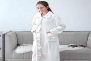 Women039s Sleepwear Plus Size Winter Thick Women Female Coral Fleece Night Dress Kimono Robe Nightgown Warm Bath Gown Nightwear8615368