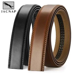 Belts JACNAIP Men Belt Genuine Leather Belts for Automatic Buckle Black Brown Men's Belts Without Buckle Cowskin Z0228