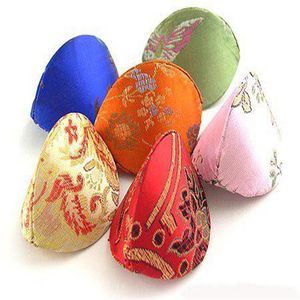 Cute Cheap Mini Shell Shaped Jewelry Case Unique Rustic Ring Gift Box Chinese Silk brocade Cardboard Packaging Boxes Coin Storage 246F