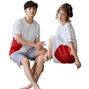 Herren-Nachtwäsche-Stil, Sommer, kurzärmelige Baumwolle, Paar-Pyjama, Damen-Nachthemd, koreanisches Sport-Homewear-Set