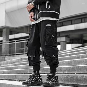 Men's Pants Casual Black Cargo Jogger Men Baggy Tactical Sweatpants Spring Autumn Fashion Trousers Large Practical Pockets Ribbons